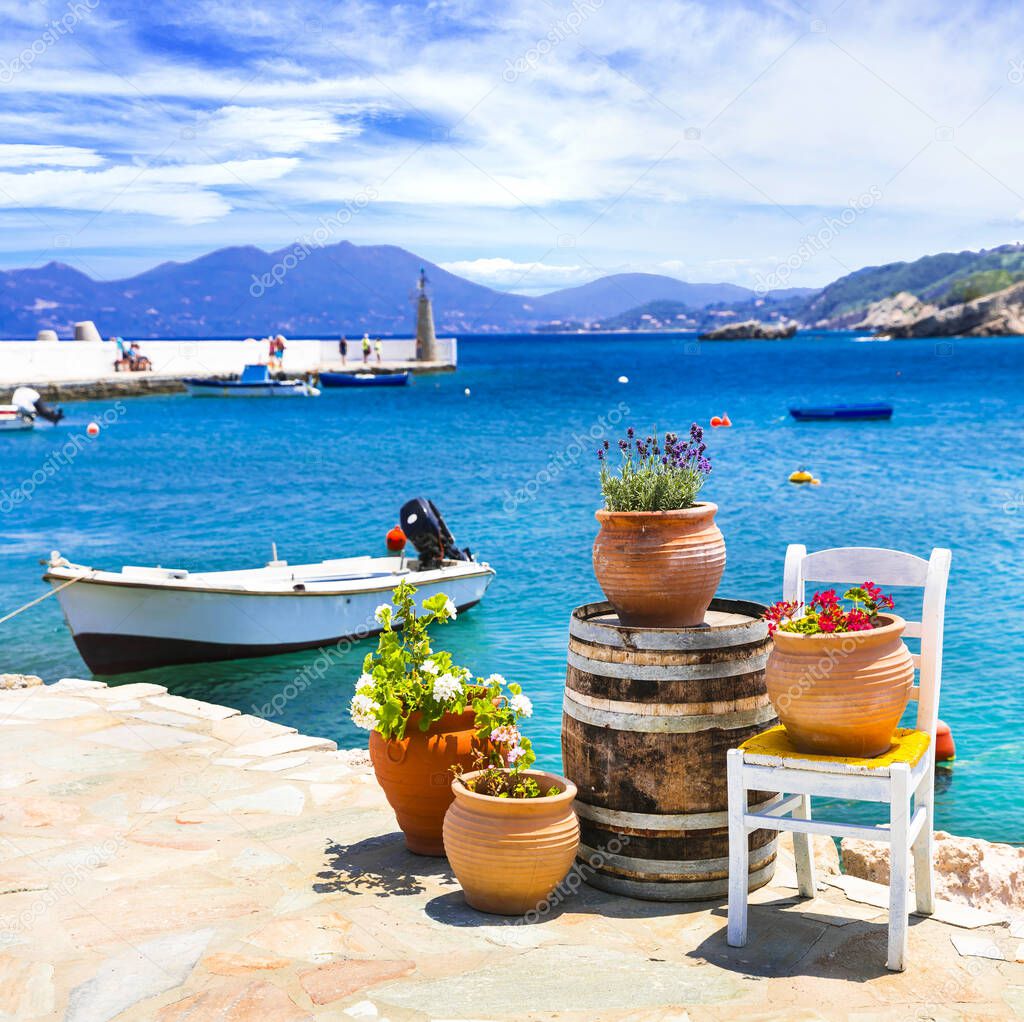 Traditional colorful Greece series - Kokkari village, Samos island.