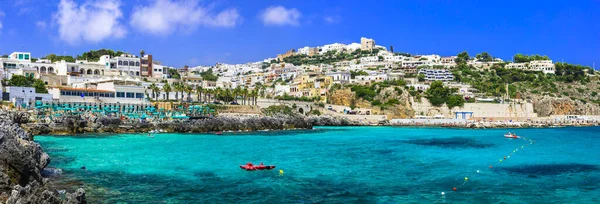 Férias Verão Puglia Cidade Costeira Castro Com Mar Cristal Sul — Fotografia de Stock