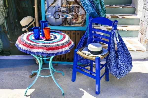 Souvenir Shops Old Street Bars Greece Amorgos Island Cyclades — Stock Photo, Image