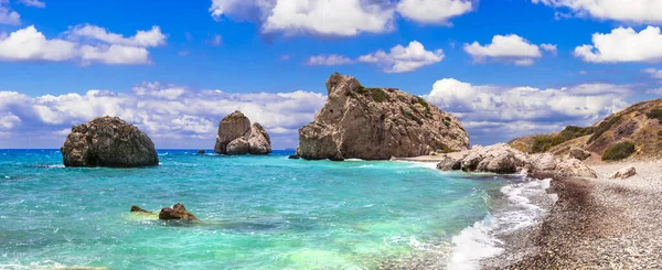 Kıbrıs Iyi Plajları Güzel Petra Tou Romiou — Stok fotoğraf