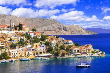 Yunanistan 'ın en güzel renkli adaları - Dodekanca' daki Symi (Simi).