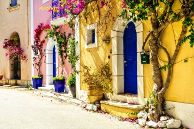 Most beautiful greek villages - colorful Assos in Cefalonia. Ionian island. clipart
