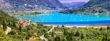 Lefkada 'nın en güzel adalarından biri. Etkileyici Nidri Körfezi.