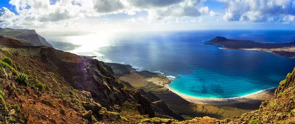 Vulkaniska Lanzarotes Häpnadsväckande Natur Kanarieöarnas Natursköna Landskap Spanien — Stockfoto