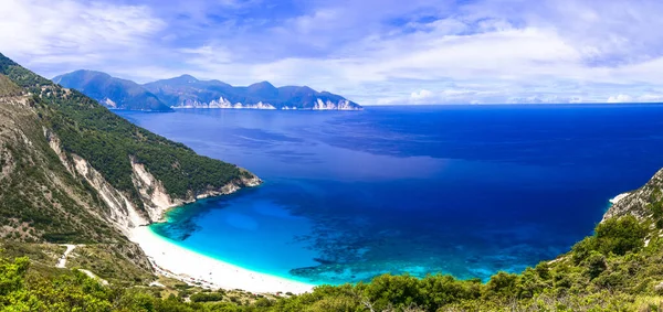 Beste Stranden Van Kefalonia Eiland Mirtos Met Turquoise Transparante Zee — Stockfoto