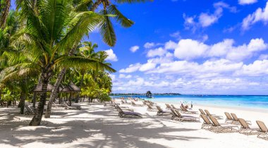 best beaches and tropical holidays of Mauritius island. Trou aux Biches. clipart
