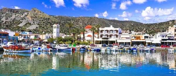 Grécia Viaja Belos Lugares Ilha Creta Aldeia Piscatória Pictórica Elounda — Fotografia de Stock