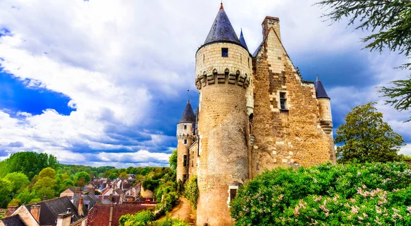 Franciaország Turizmus Utazás Gyönyörű Várak Középkori Falvak Loire Völgyében Kastély — Stock Fotó