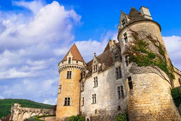 Voyages Monuments France Magnifique Château Médiéval Château Des Milandes Région — Photo