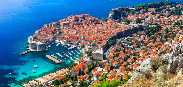 Espléndida Ciudad Dubrovnik Perla Costa Adriática Vista Aérea Antigua Ciudad — Foto de Stock