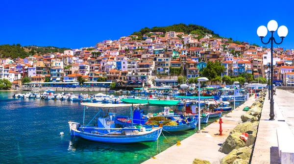 Grecia Tradicional Desconocida Hermosa Isla Lesbos Lesbos Pueblo Plomarion Con — Foto de Stock