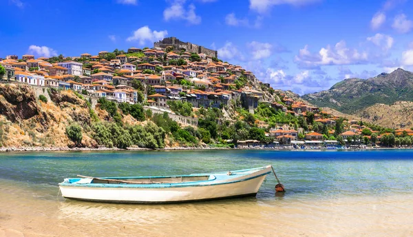 Grèce Traditionnelle Lesvos Île Vue Sur Ville Molyvos Mithymna Avec — Photo