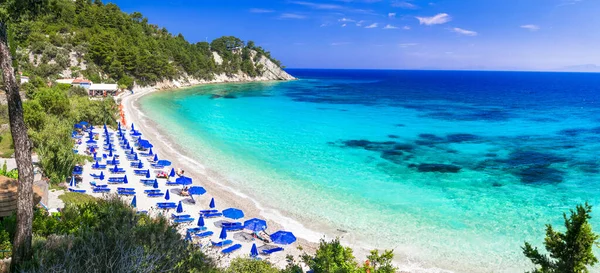 Beste Stranden Van Griekenland Met Blauwe Vlag Lemonakia Met Turquoise — Stockfoto