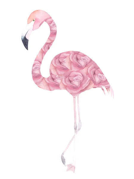 Flamingo exótico aquarela. Impressão de decoração de verão. Ilustração vetorial —  Vetores de Stock