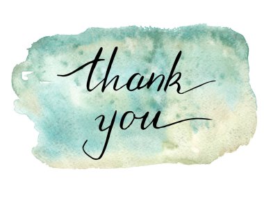 Suluboya arka plan üzerinde el yazı teşekkür ederiz. Vektör illust