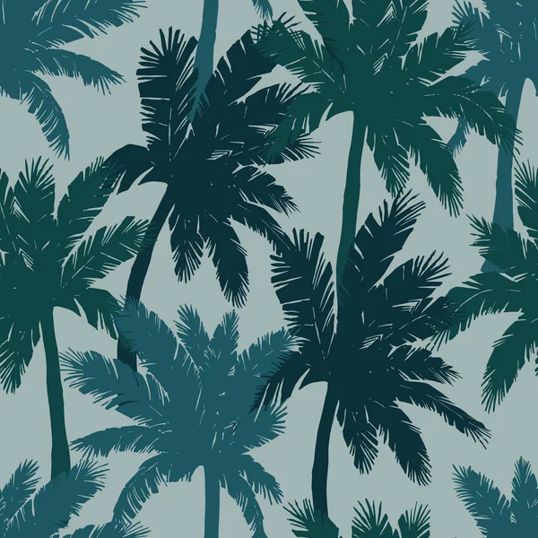 水彩异国风情无缝图案, 绿色热带棕榈树, v — 图库矢量图片