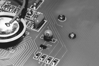 Yakın çekim bir mikroçip