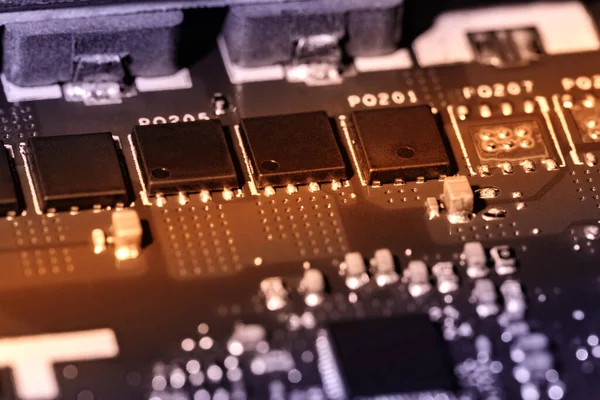 Electronic circuit board with processor, close up — Stock Photo, Image