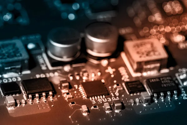 Electronic circuit board with processor, close up — Stock Photo, Image