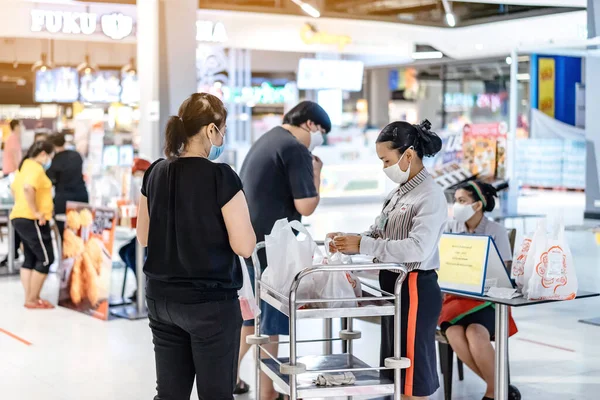 Kanchanaburi Thailand April 2020 Atmosphere Ordering Food Taken Back Eat — Stock Photo, Image