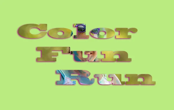 Texte avec image représentant une course amusante de couleur — Photo