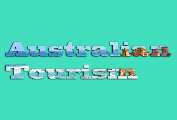 Australian Tourism Text from Great Ocean Road Image — стокове фото