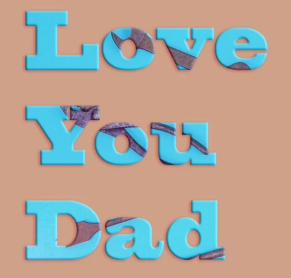 Любов твій тато текст з робочих інструментів зображення — стокове фото