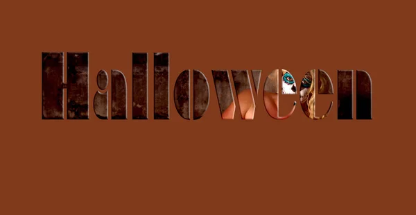 Halloween Text z obrázku čarodějnice — Stock fotografie