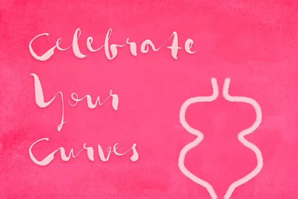 Celebrate Your Curves Text On Pink Background — Stock Photo, Image