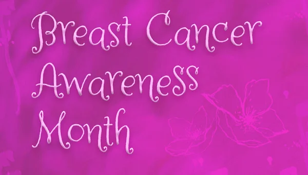 Świadomość raka piersi Miesiąc kursywa Tekst na różowym tle — Zdjęcie stockowe