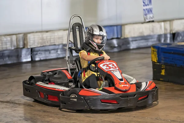 Girl Driving a Go-Kart Circuit — Stock fotografie