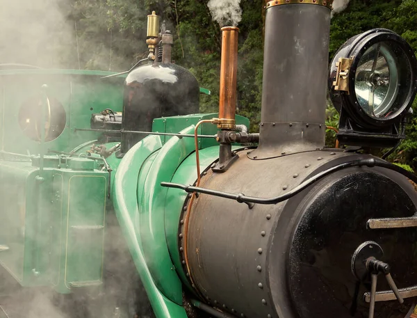 Motor Vapor Vintage Fumaça Soprando Trem Turístico West Coast Wilderness — Fotografia de Stock