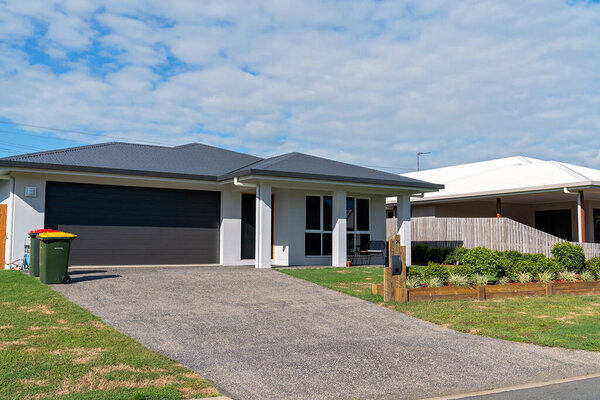Mackay, Queensland, Australia - April 2020: A suburban home in a residential subdivision where people are advised to stay indoors isolated against the corona virus