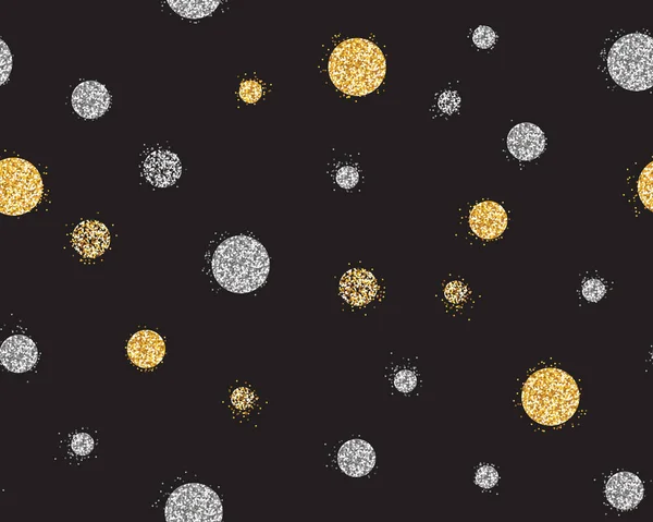 Shiny seamless background with golden and silver glitter dots de — Stock Vector