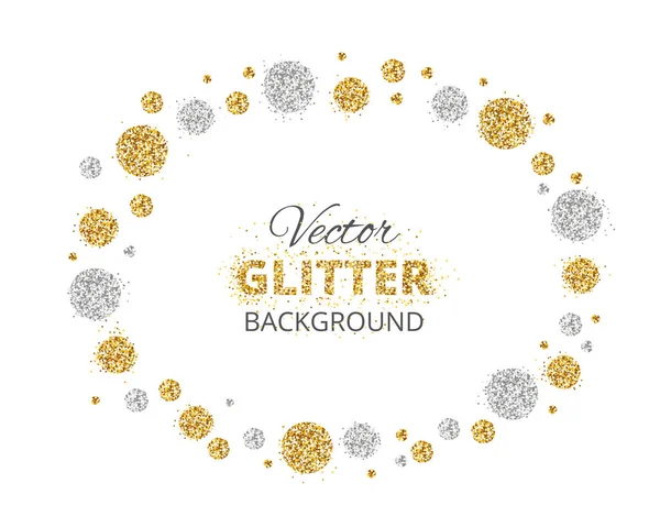 Glänsande bakgrund med guld och silver glitter prickar dekoration — Stock vektor