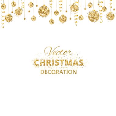 Arka plan asılı Noel topları ve üzerinde beyaz izole şeritler ile.