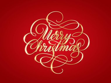 Parlak altın Merry christmas swirls ile yazı