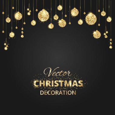 Siyah ve altın Noel arka plan glitter dekorasyonu ile.