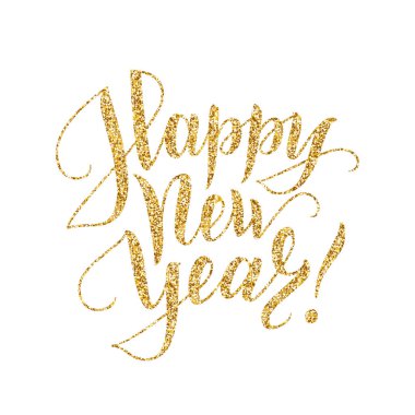 Mutlu yeni yıl kartı glitter yazı ile