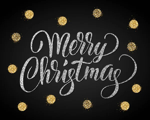 Merry Xmas card met gouden glitter-belettering — Stockvector