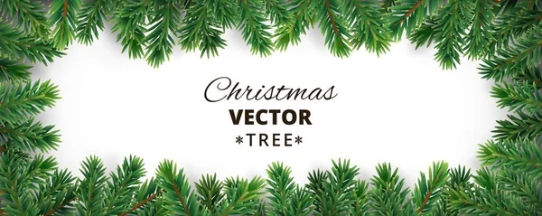 Bannière avec branches vectorielles d'arbre de Noël et espace pour le texte . — Image vectorielle