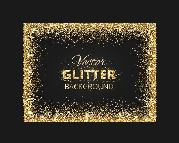 Black and gold background with glitter frame — Stock Vector