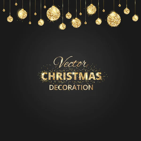 Fond de Noël noir et or avec décoration pailletée . — Image vectorielle