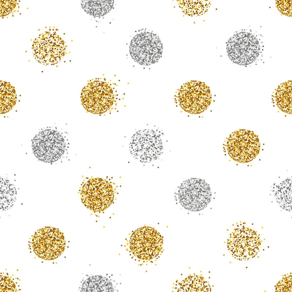 Fundo sem costura brilhante com dourado e prata glitter pontos decoração —  Vetores de Stock