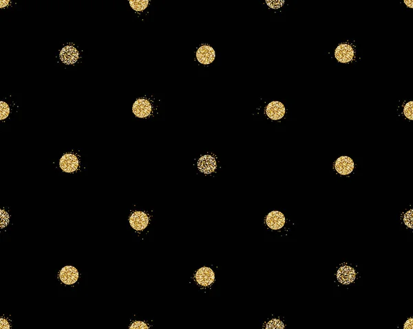 光沢のあるキラキラ ドット装飾と黒とゴールドの背景 — ストックベクタ