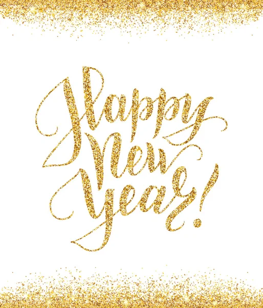 Happy new year card with glitter lettering — Stock Vector