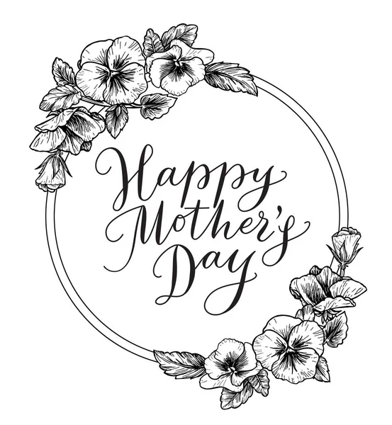 Happy motherday card con testo e cornice botanica vintage — Vettoriale Stock