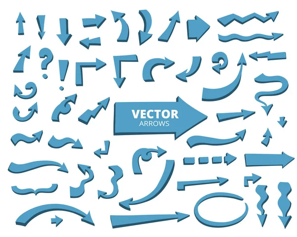 Set di frecce dei cartoni animati. Elementi di design disegnati a mano isolati su wh — Vettoriale Stock