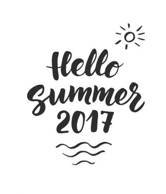 Yaz 2017 metin Merhaba, çizilen fırça yazı teslim. Büyük pa için