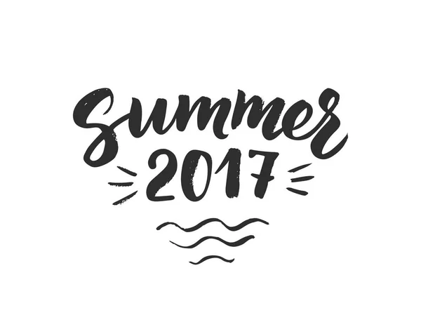 Verão 2017 texto, mão desenhada escova lettering. Ótimo para festa po — Vetor de Stock